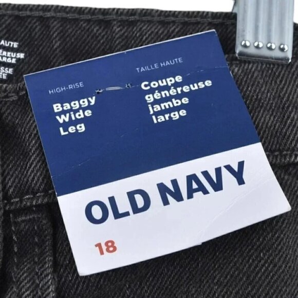 NWT Old Navy Baggy Wide Leg High Rise Black Jeans Kids Size 18 - Picture 5 of 12